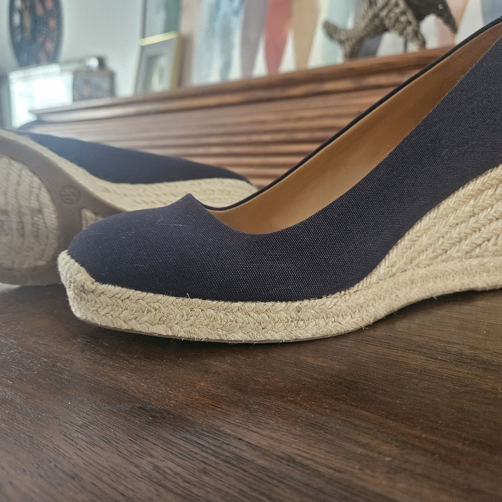 J. Crew Navy Espadrille Wedges